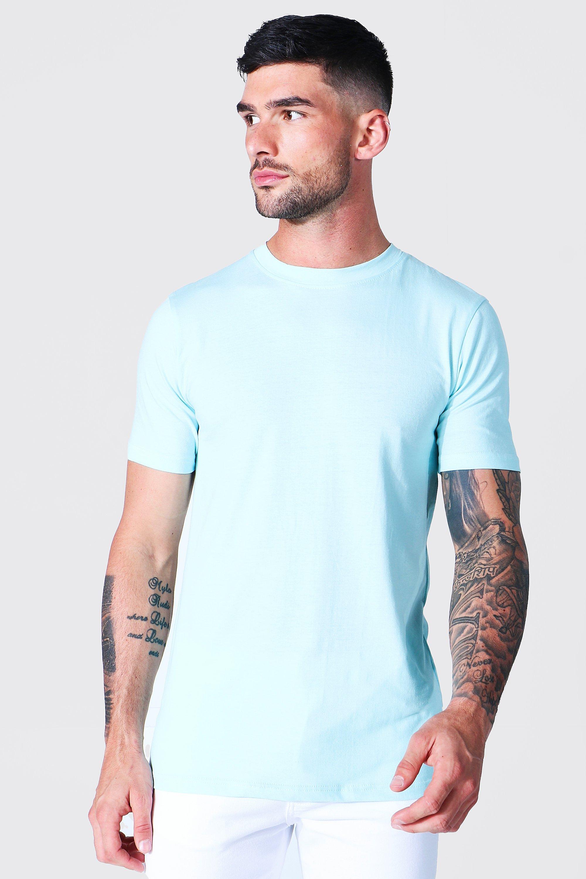 light blue muscle fit shirt